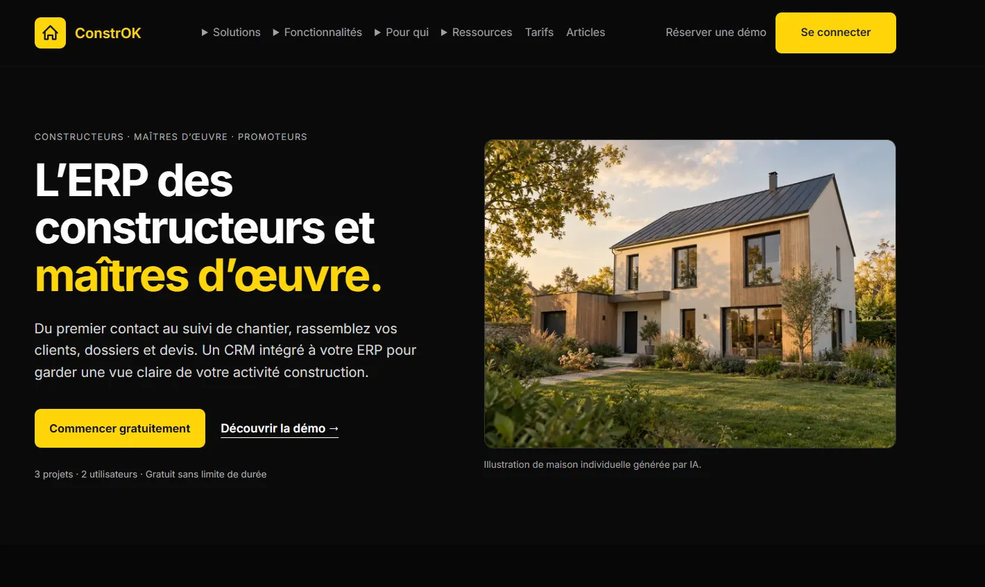 Page d’accueil du site ConstrOK conçu par EOC Consulting