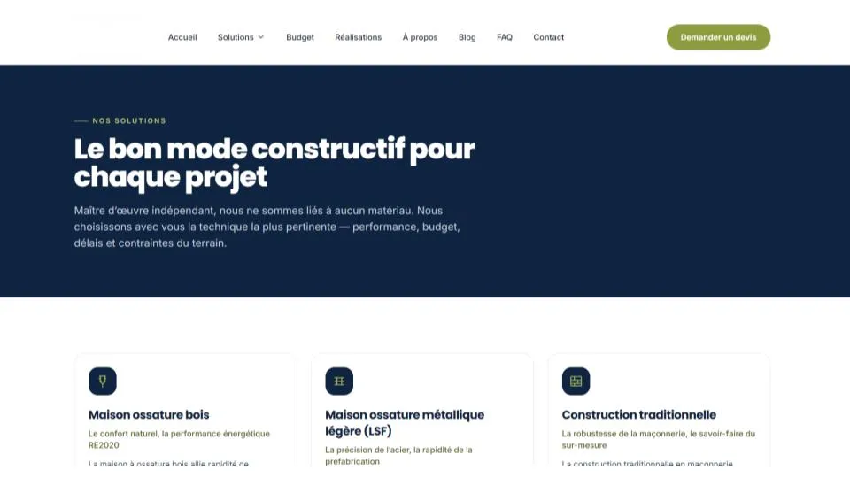 Site constructeur / maître d’œuvre — Les modes constructifs