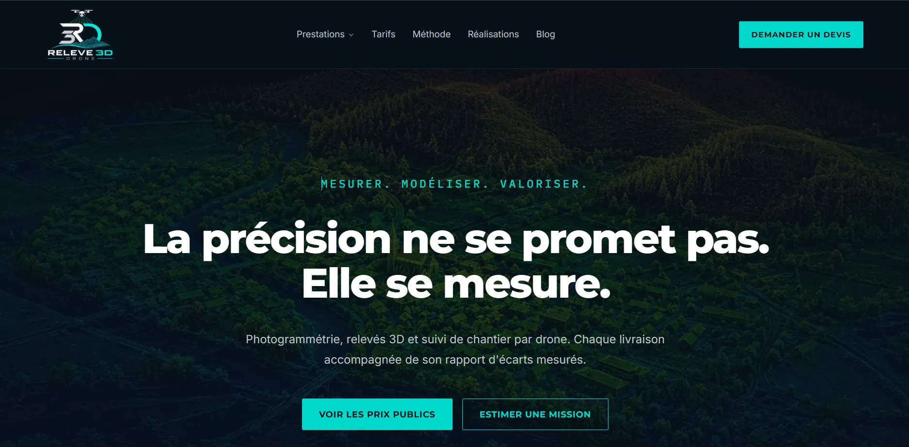 Site Relevé 3D par drone — La page d’accueil