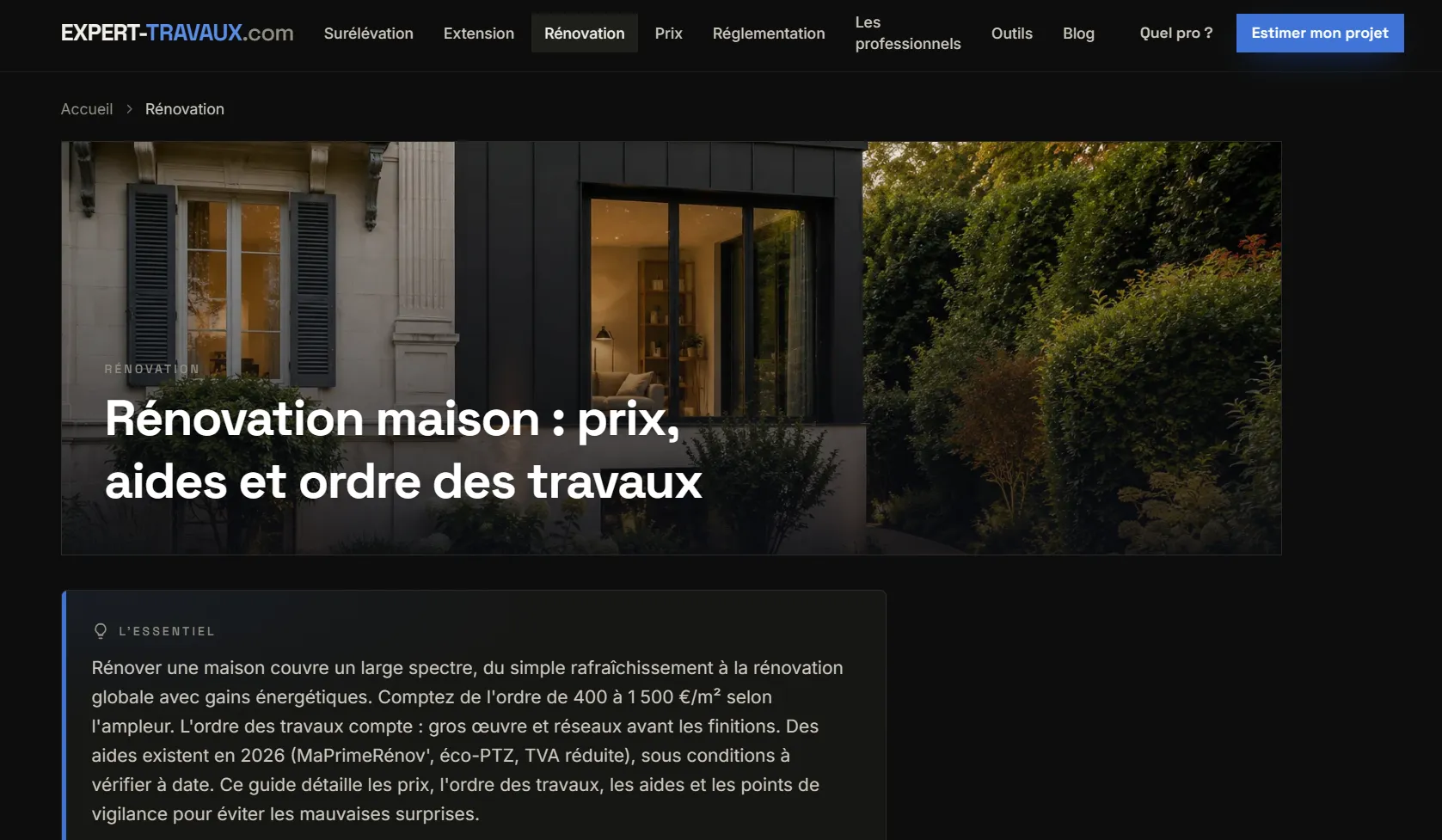 Portail Expert-Travaux — Le contenu de décision