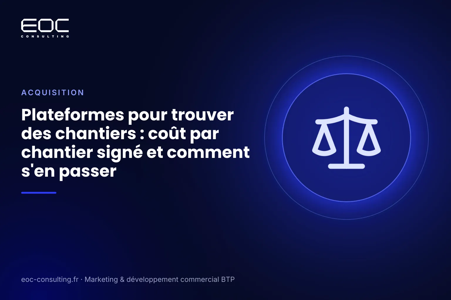 Illustration EOC Consulting : Plateformes pour trouver des chantiers : coût par chantier signé et comment s'en passer
