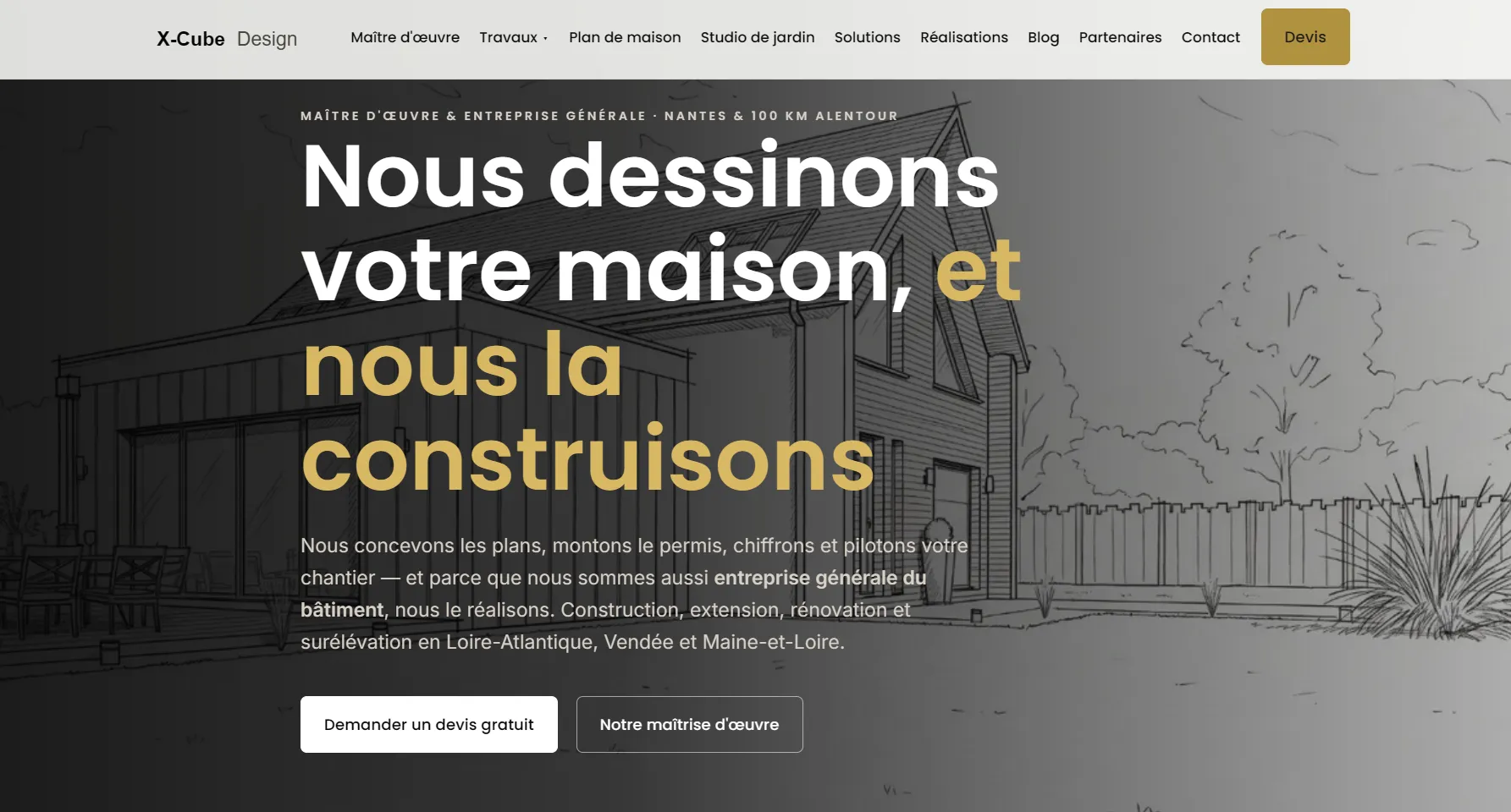Page d’accueil du site X-Cube Design conçu par EOC Consulting