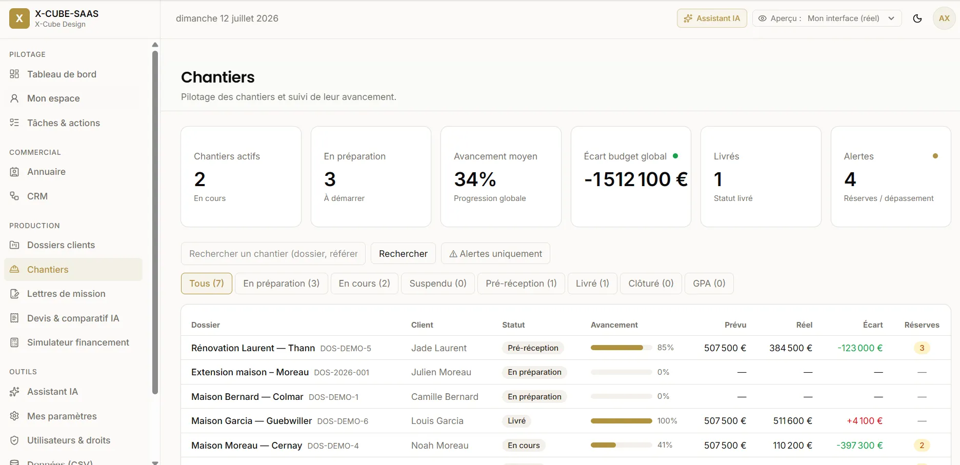 X-Cube Design — L’ERP — gestion des chantiers